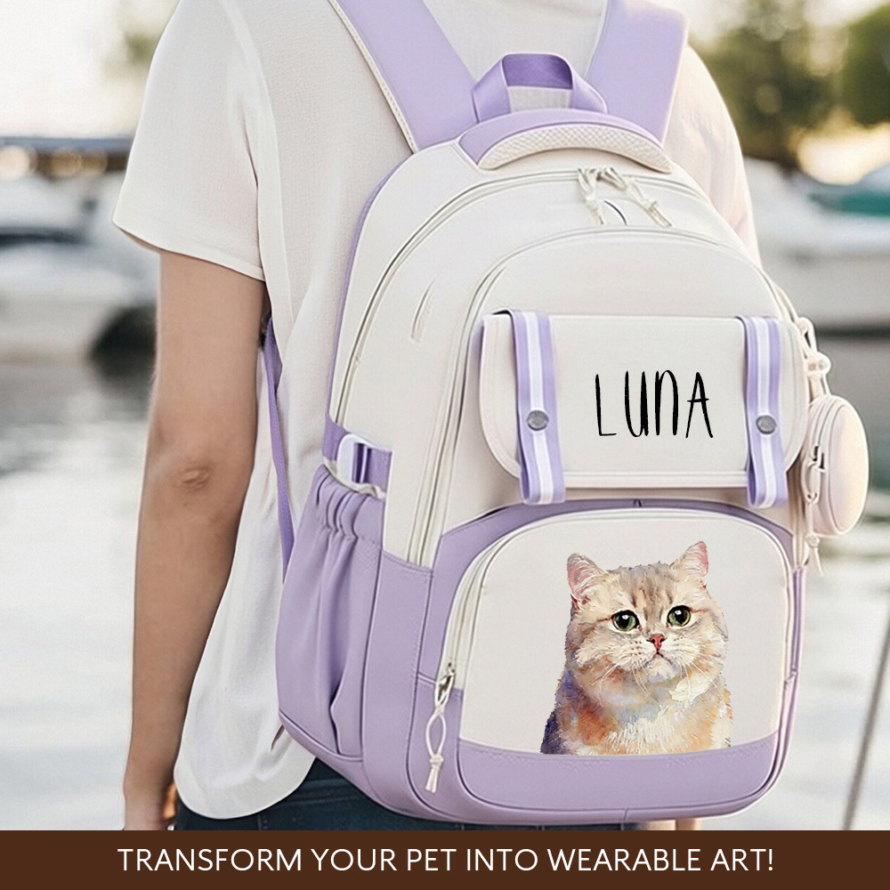 Personalized Pet Travel Backpack with Photo & Name