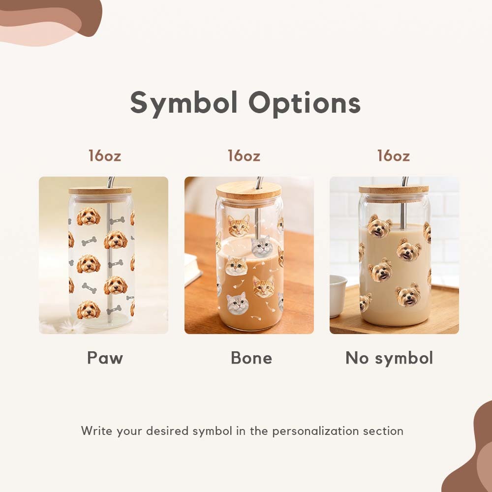 Personalized Cat Dog Beer Can Glass with Bamboo Lid - Custom Pet Portrait Coffee Cup