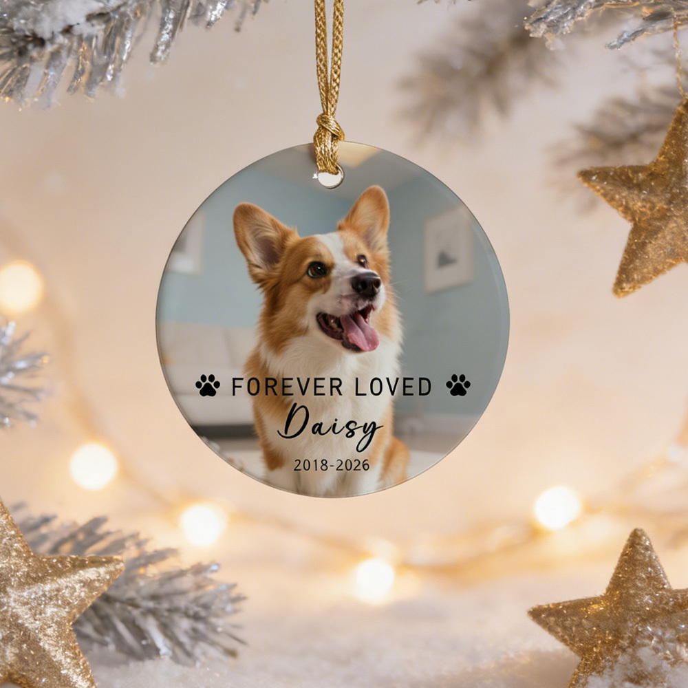Personalized Christmas Pet Ornament with Photo and Name