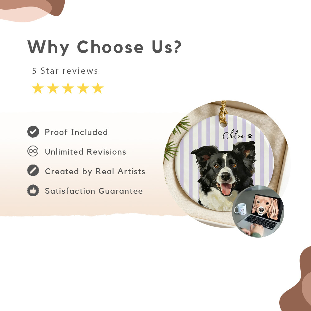 Personalized Pet Memorial Watercolor Ornament with Photo and Name