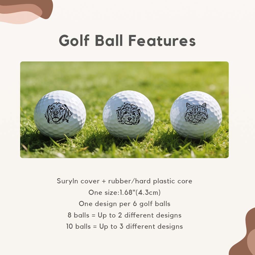 Personalized Gift for Golfers & Pet Owners Custom Pet Photo Printed Golf Balls