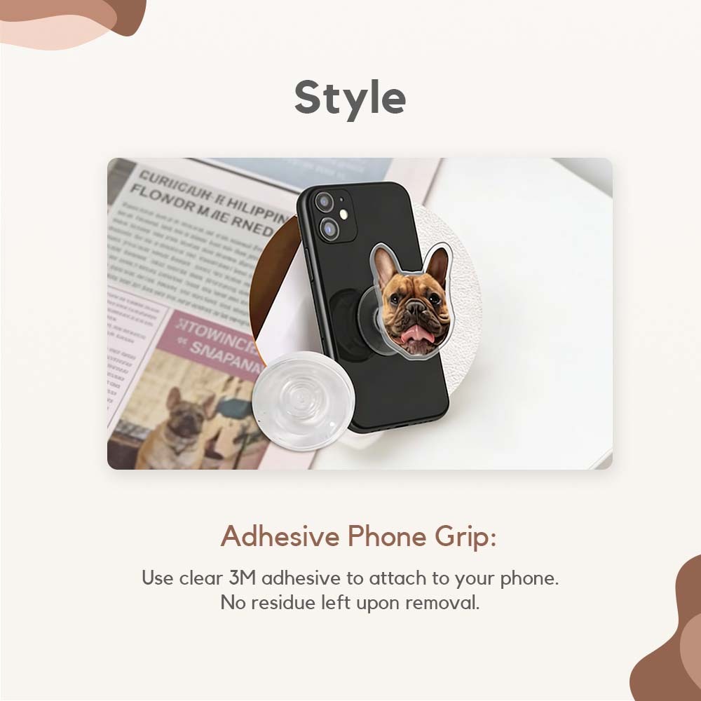 Custom Pet Phone Grip Magnetic PhoneGrip with Photo - Personalized Gifts Phone Holder Face Cut