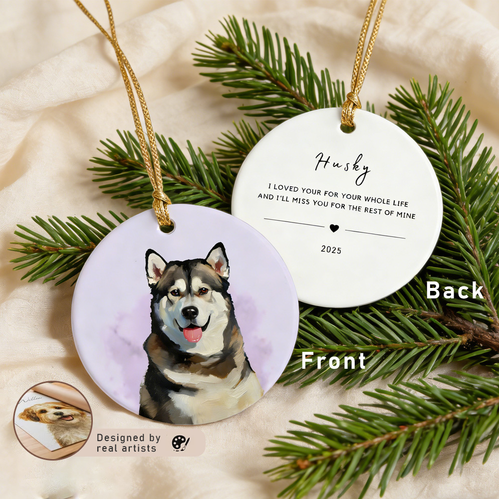 Personalized Pet Photo-Name Christmas Watercolor Ornament