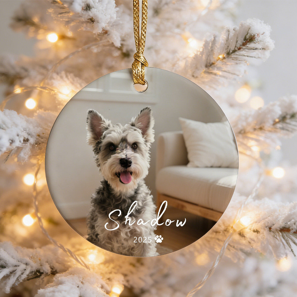 Personalized Christmas Pet Ornament with Photo and Name