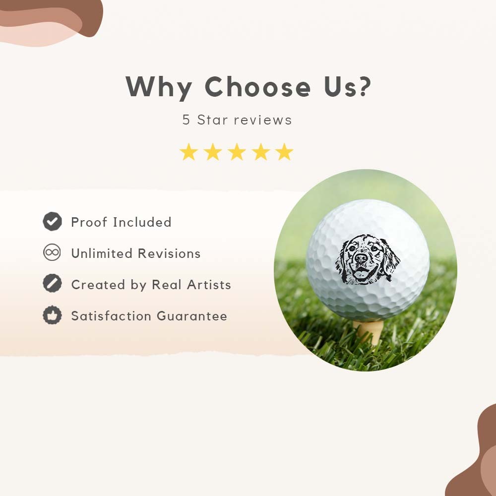Personalized Gift for Golfers & Pet Owners Custom Pet Photo Printed Golf Balls