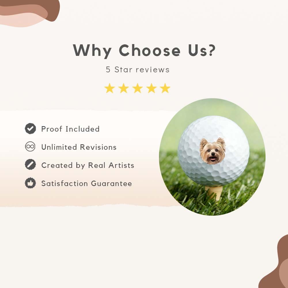 Custom Pet Photo Printed Golf Balls Personalized Gift for Golfers & Pet Owners