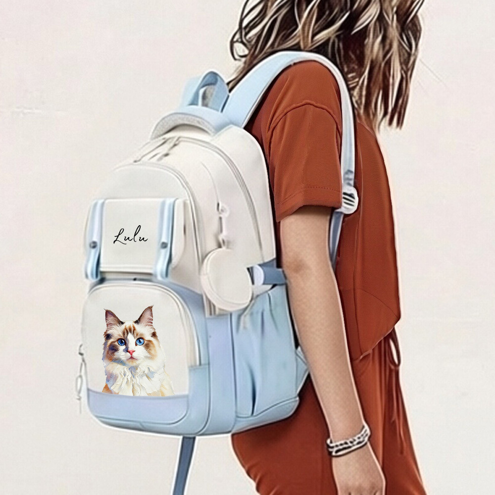 Personalized Pet Travel Backpack with Photo & Name