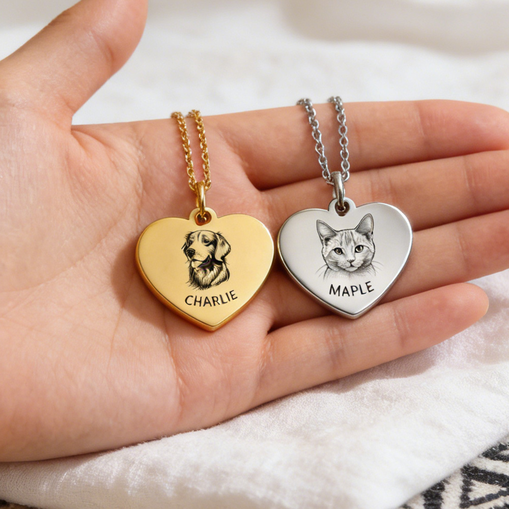 Pet Remembrance Necklace: Personalized Photo-Name Jewelry