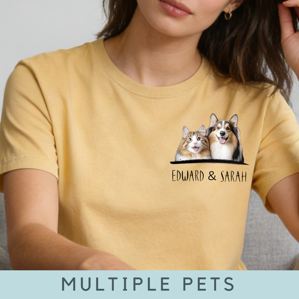 Personalized Dog Cat PetShirt Custom pet Shirts Custom Photo & Name Embroidered T-Shirt