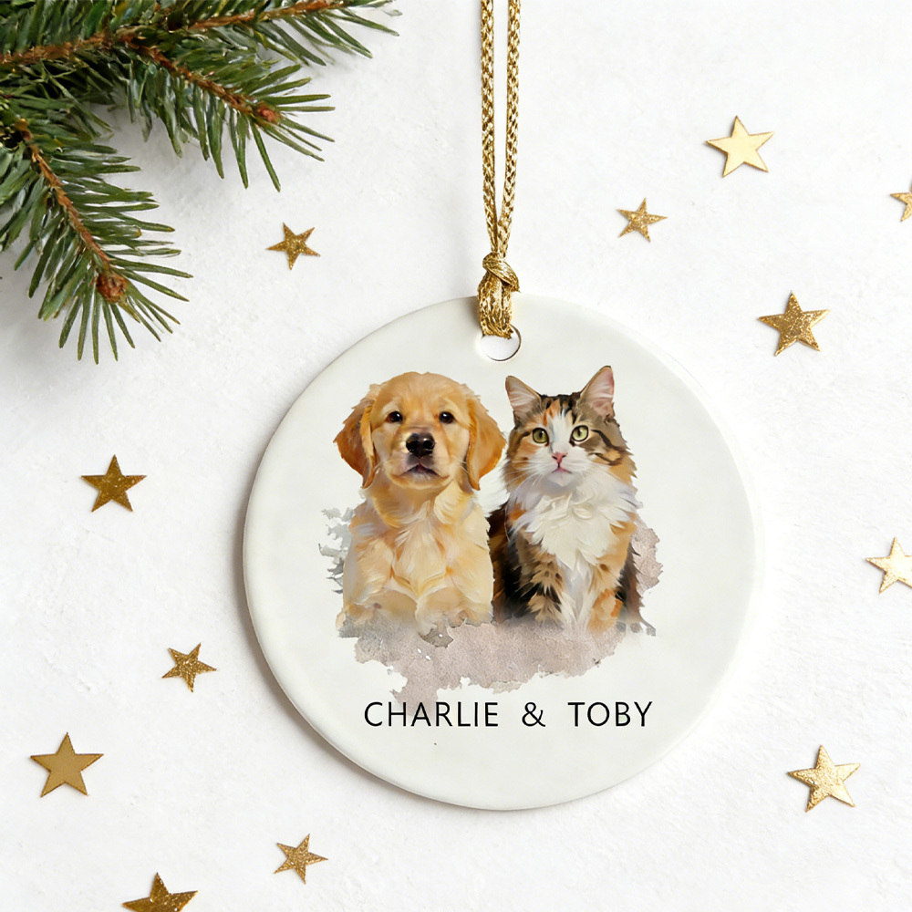 Personalized Pet Watercolor Ornament: Christmas Gift