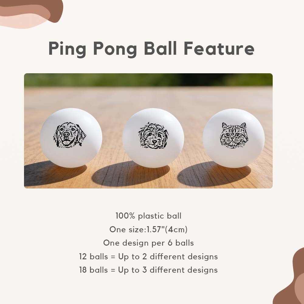 Custom Photo Table Tennis/Beer Pong Ball - 6 Pack |  Personalized Pet Ping Pong Balls
