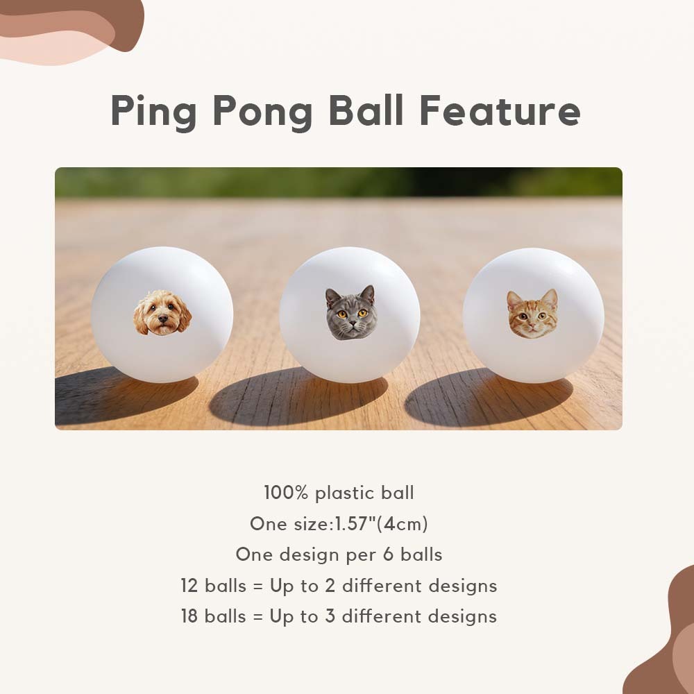 Personalized Pet Ping Pong Balls | Custom Photo Table Tennis/Beer Pong Ball - 6 Pack