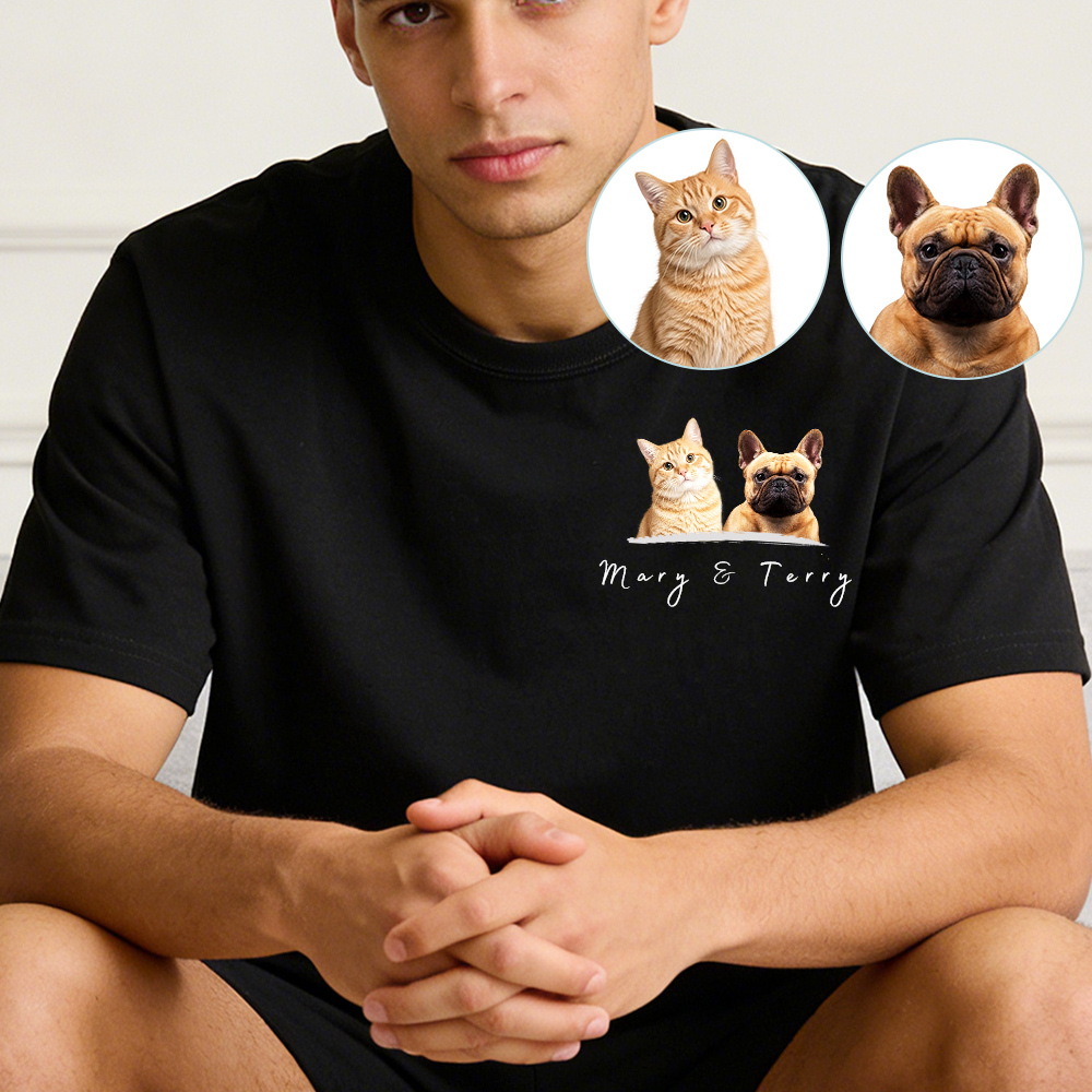 Personalized Dog Cat PetShirt Custom pet Shirts Custom Photo & Name Embroidered T-Shirt