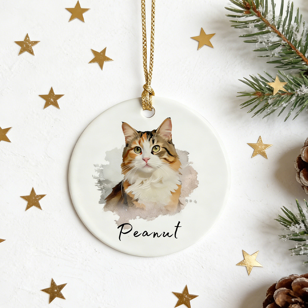 Personalized Pet Watercolor Ornament: Christmas Gift