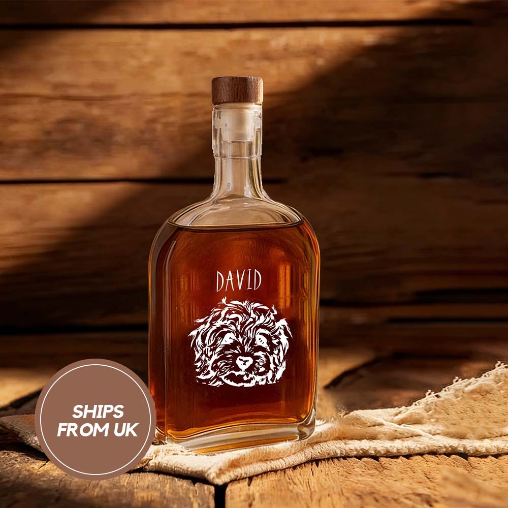 Personalized 25oz Whiskey Bottle | Pet Dog Cat Gift for Dad Grandpa