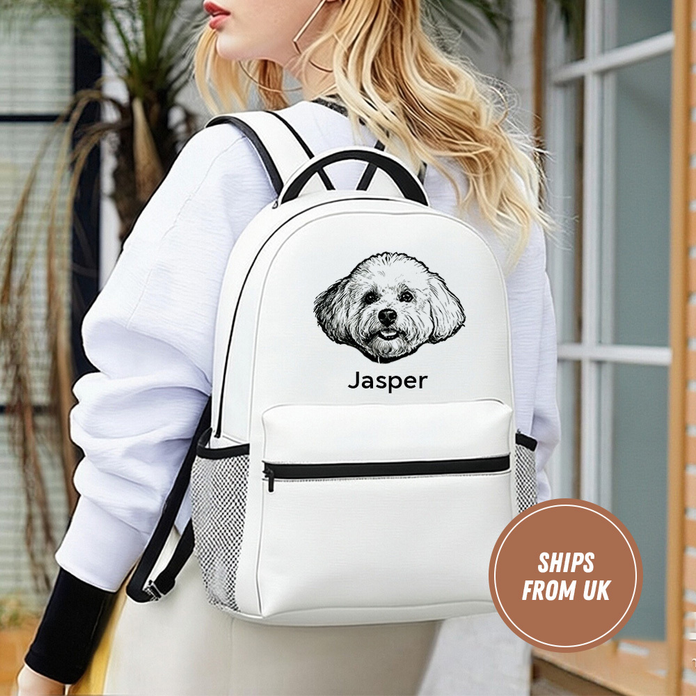 Pet Photo-Name Backpack: Personalized Travel Knapsack