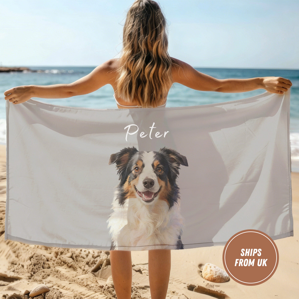 Personalized Dog Cat Beach Towel: Fade-Resistant Quick Dry