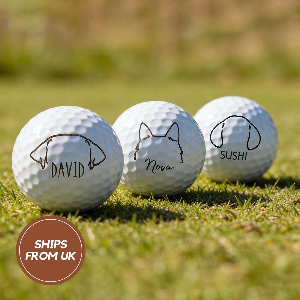 Personalized Gift for Golfers & Pet Owners Custom Pet Photo Name Printed Golf Balls