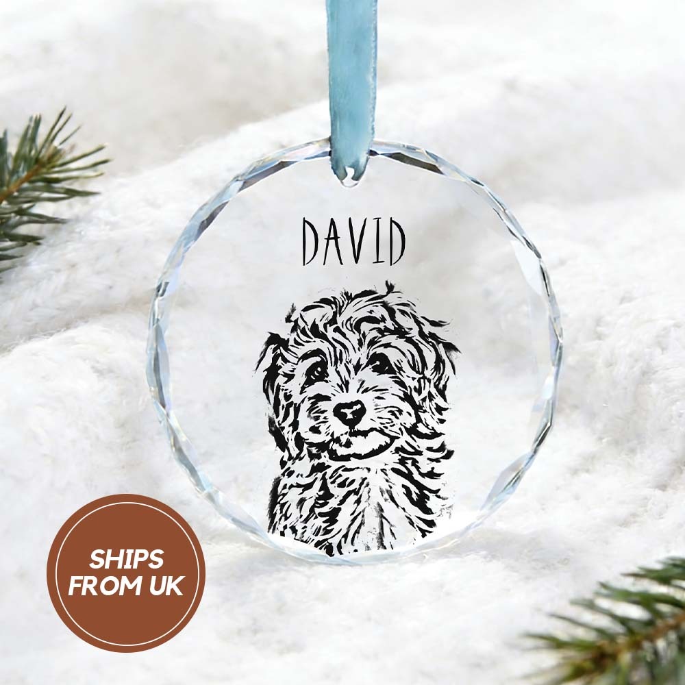 Custom Pet Watercolor Acrylic Ornament from Photo with Name - Personalized Cat Dog Christmas Gift