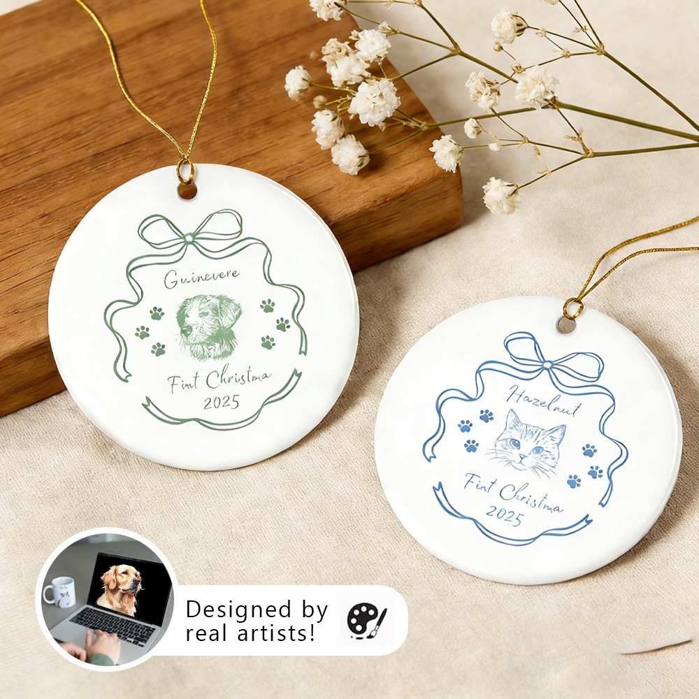 Pet Photo Name Ornament: Personalized Christmas Dog Cat Decor