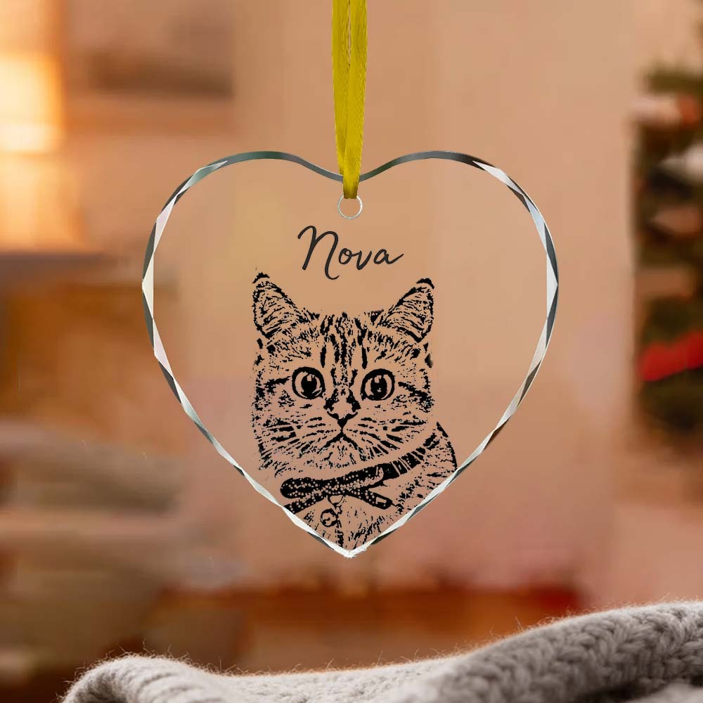Custom Pet Watercolor Acrylic Ornament from Photo with Name - Personalized Cat Dog Christmas Gift
