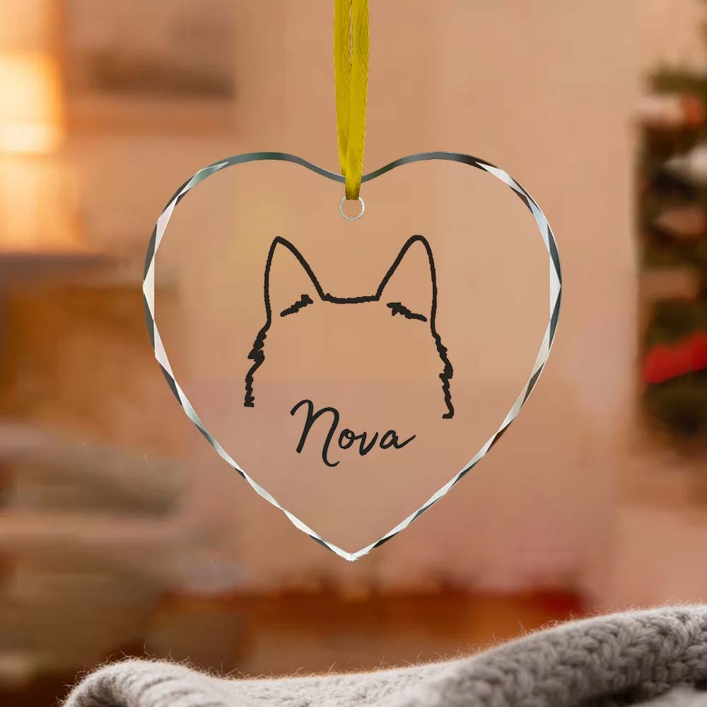Personalized Cat Dog Holiday Keepsake Custom Pet Watercolor Acrylic Ornament from Photo with Name