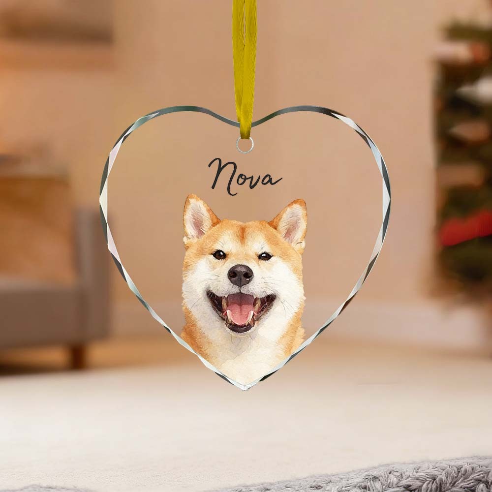 Custom Cat Heart-shaped Watercolor Acrylic Ornament  Personalized Pets Christmas Ornaments, Custom Keepsake
