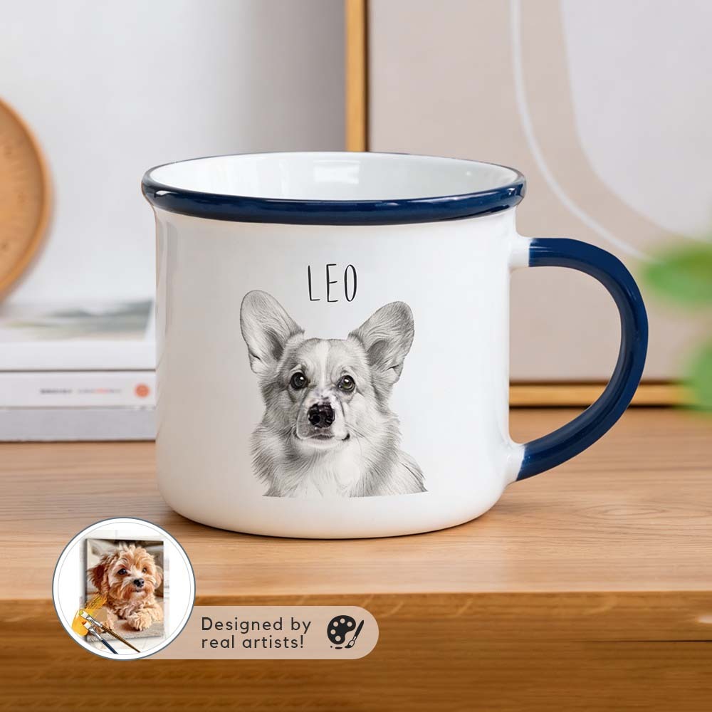 Pet Dog Cat Custom Photo Mug 10-13oz Personalized Sketch Cup Dog Mom Gift