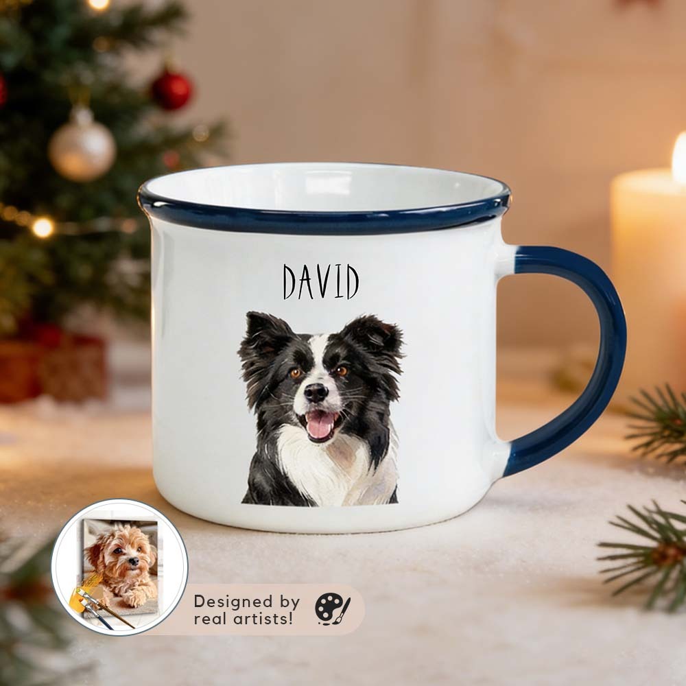 Personalized Pet Dog Cat Sketch Mug Pet Photo  Name Print 11-13oz Coffee Cup