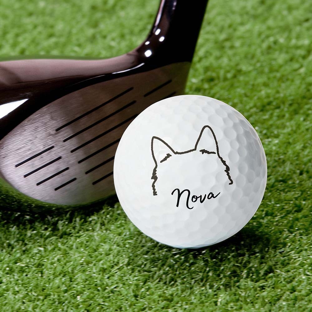 Personalized Gift for Golfers & Pet Owners Custom Pet Photo Name Printed Golf Balls