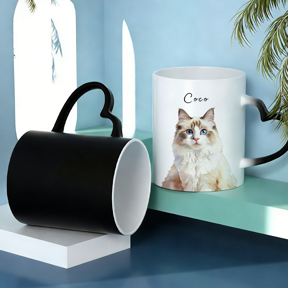 Personalized Color-Changing Mug with Heart Handle