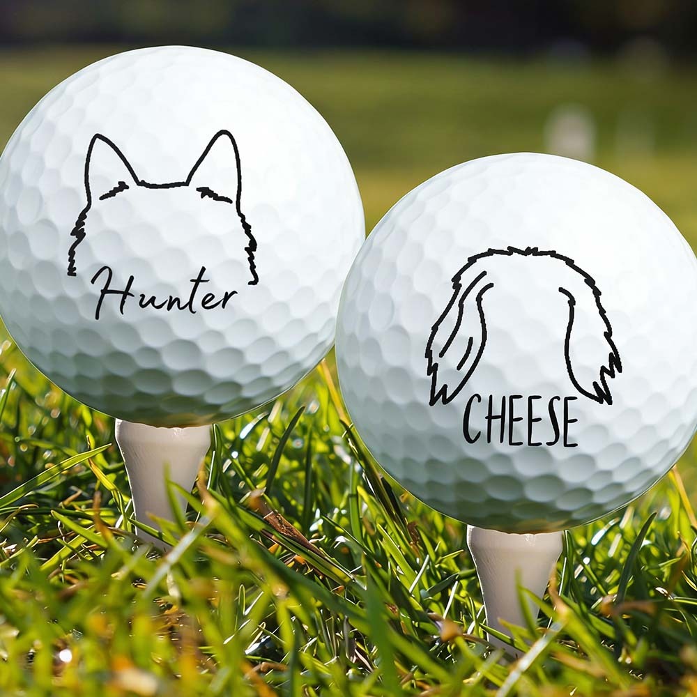 Personalized Gift for Golfers & Pet Owners Custom Pet Photo Name Printed Golf Balls