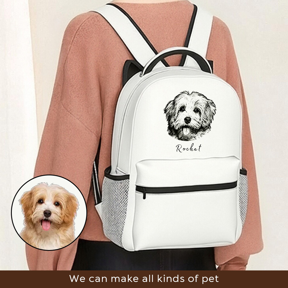 Pet Photo-Name Backpack: Personalized Travel Knapsack