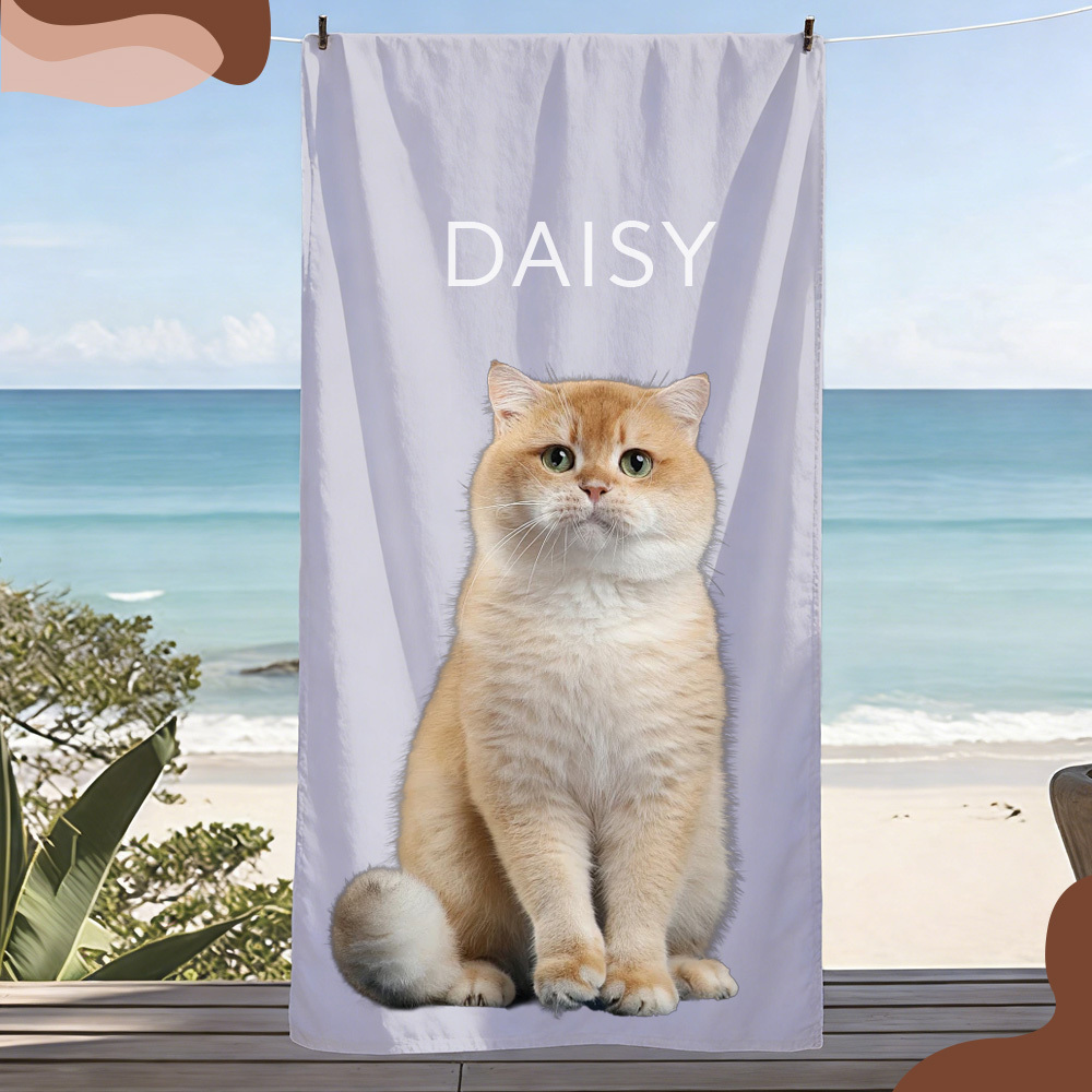 Personalized Dog Cat Beach Towel: Fade-Resistant Quick Dry