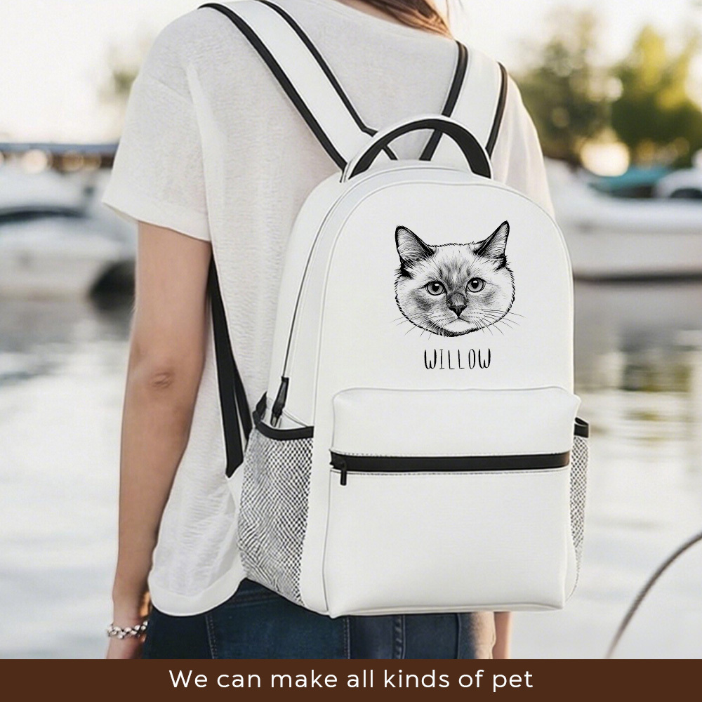 Pet Photo-Name Backpack: Personalized Travel Knapsack