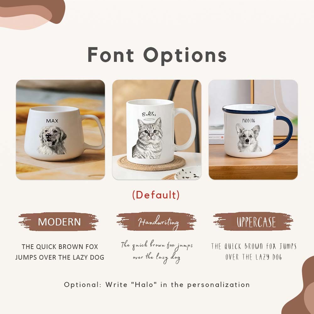Custom Pet Sketch Mug Using Pet Photo + Name Custom Dog Mug Dog CoffeeCup 10-13oz Personalized Pet Mugs Dog Mom Mug Personalized PET DOG CAT