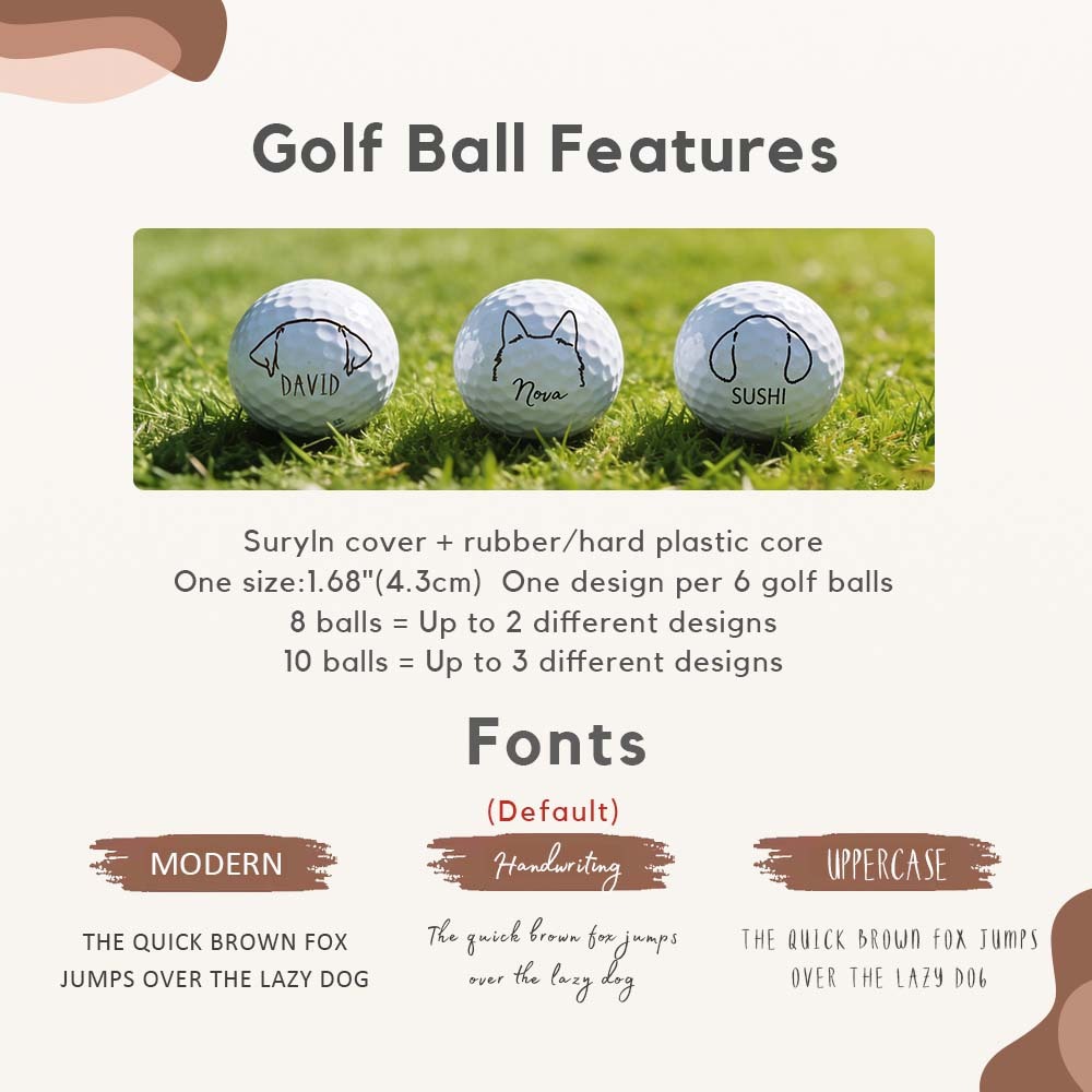 Personalized Gift for Golfers & Pet Owners Custom Pet Photo Name Printed Golf Balls