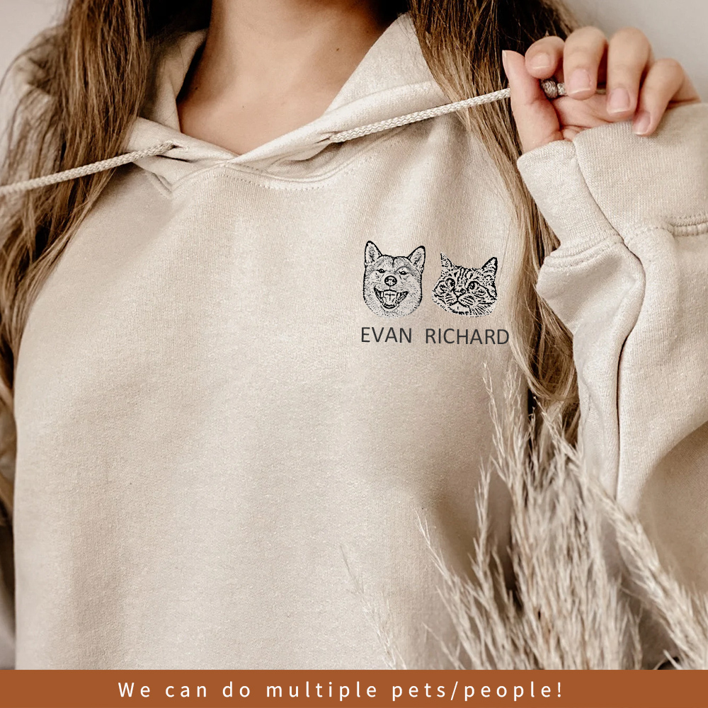 Personalized Hoodies with Pet Photo & Name | Custom Dog/Cat Hooded Sweaters Pet Sweatshirts