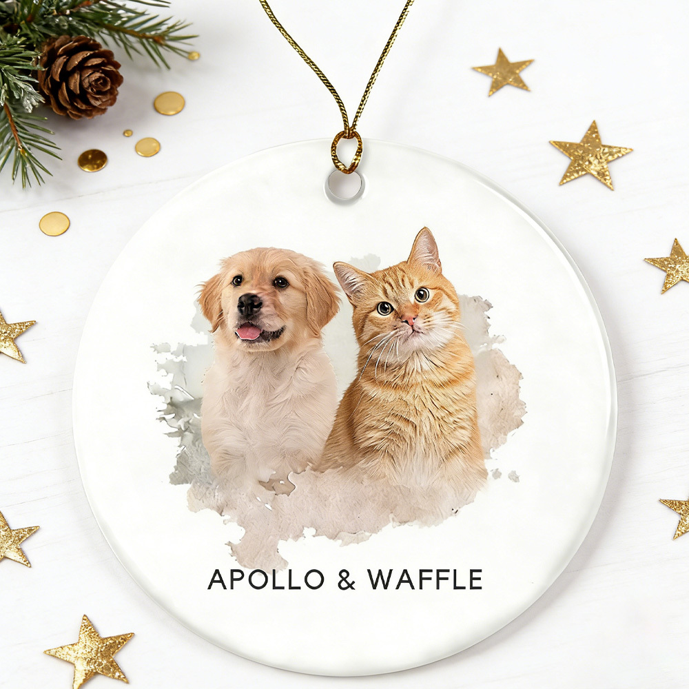 Personalized Pet Photo-Name Christmas Ornament