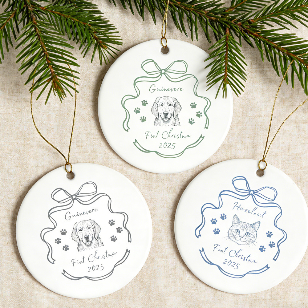 Pet Photo Name Ornament: Personalized Christmas Dog Cat Decor