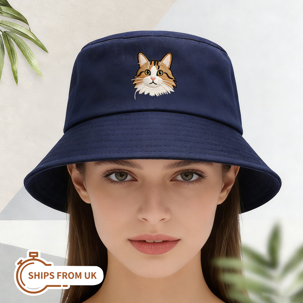 Custom EMBROIDERED Pet Bucket Hat Using Pet Photo Personalized Dog Hats Customs Cat Cap