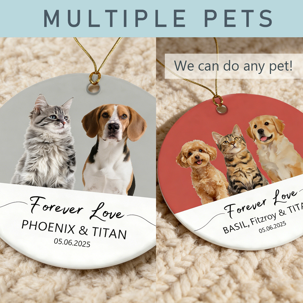 Personalized Pet Photo-Name Memorial Watercolor Ornament