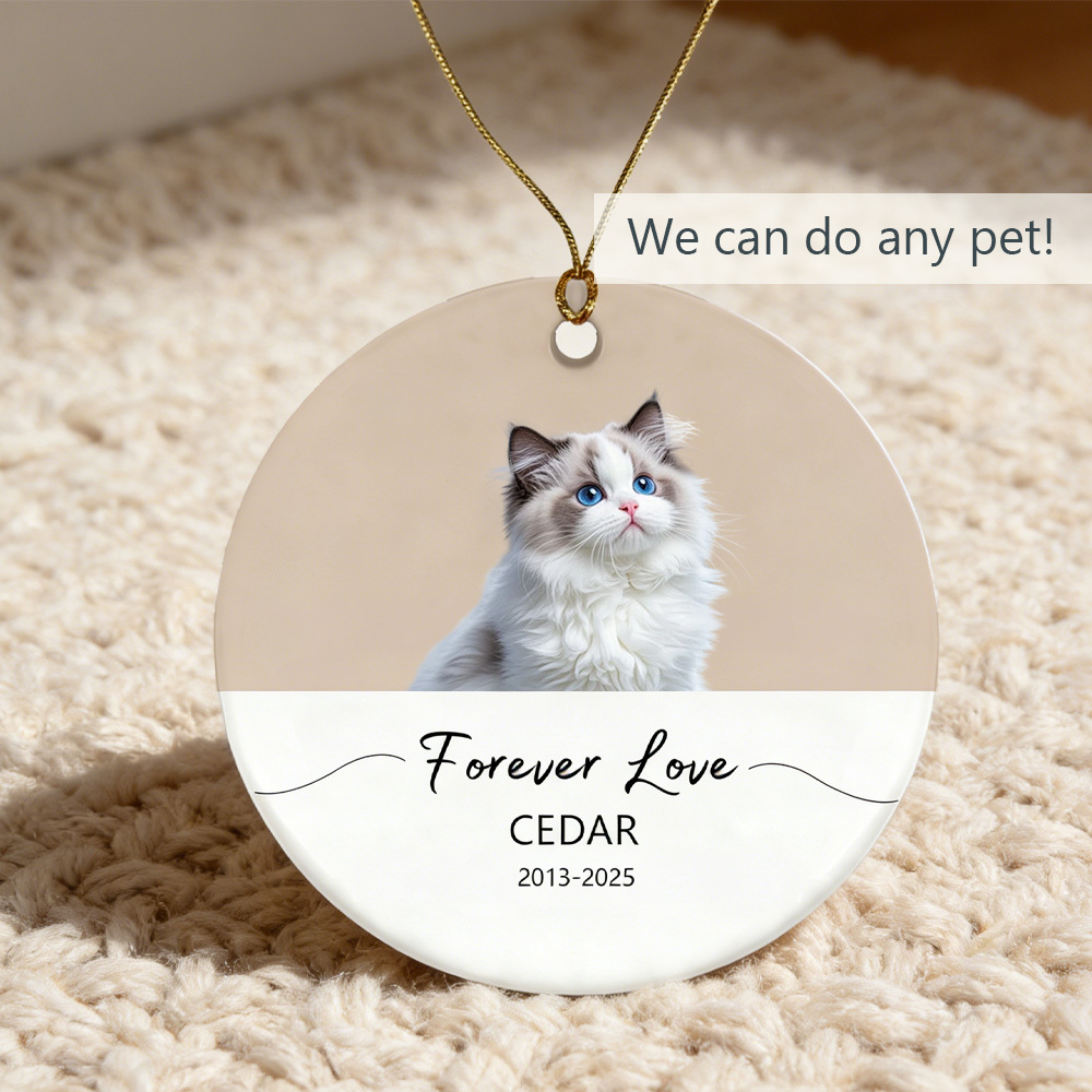 Personalized Pet Photo-Name Memorial Watercolor Ornament