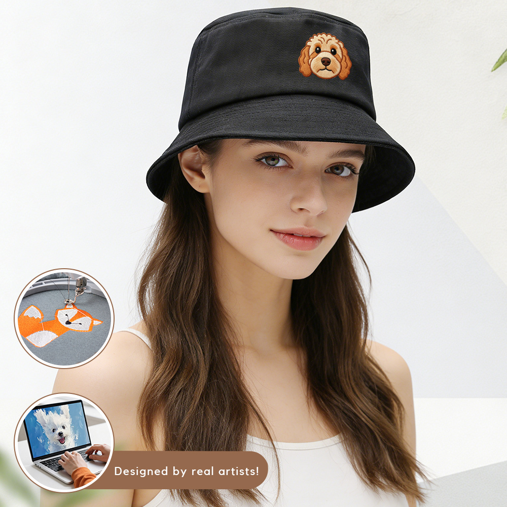 Custom EMBROIDERED Pet Bucket Hat Using Pet Photo Personalized Dog Hats Customs Cat Cap