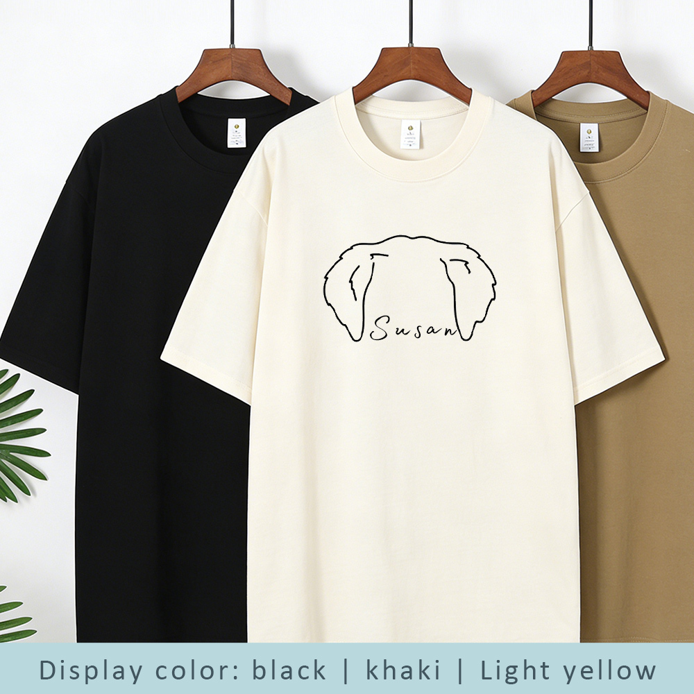 Personalized Pet Ears Outline Shirt Custom Dog Cat Ear Outline T-Shirt,  Pets Name Tee