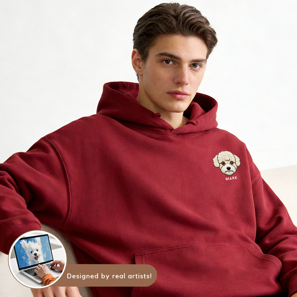 Personalized Embroidered Pet Hoodie | Custom Dog Cat Hoodies with Pet Photo & Name