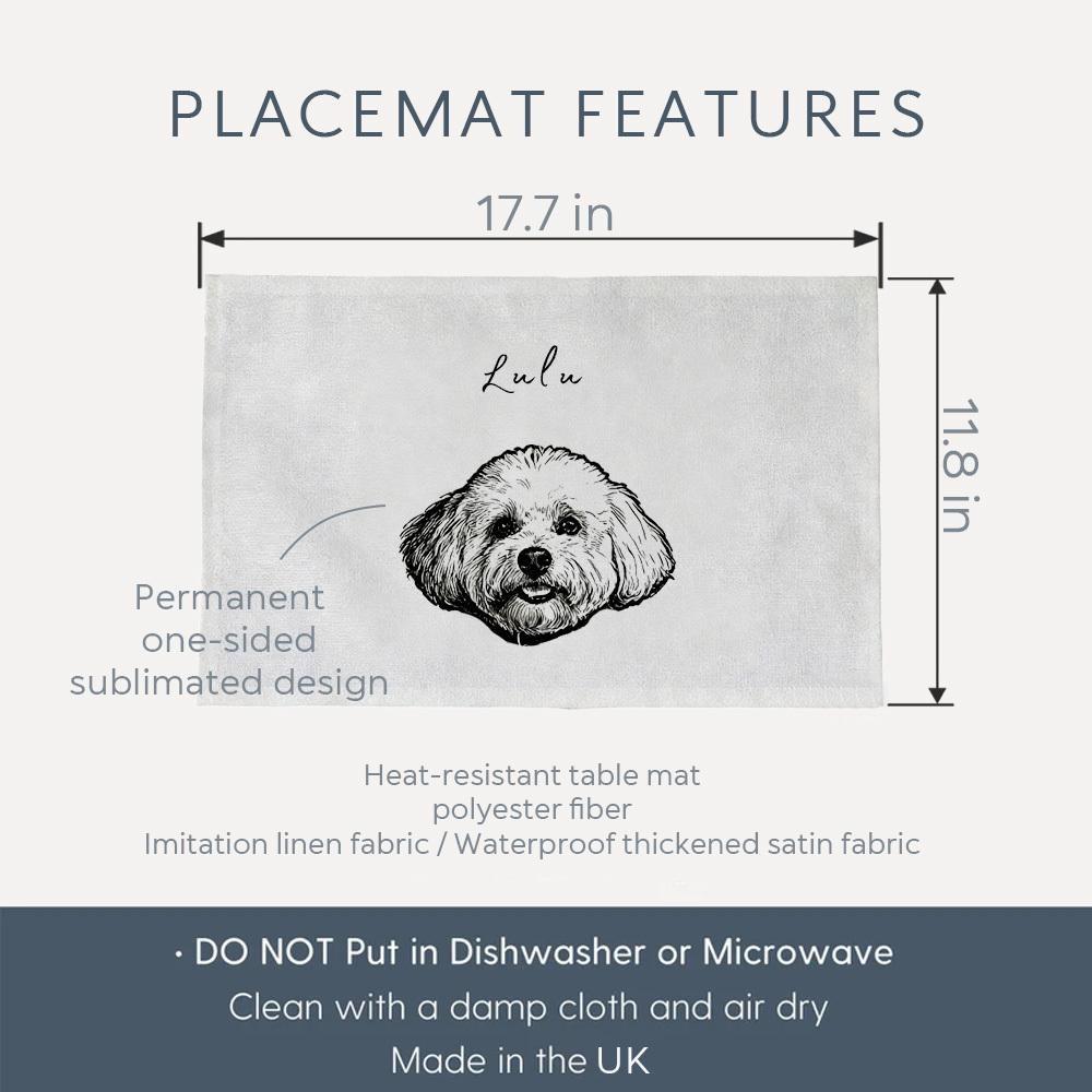 4PCS Custom Pet Print Linen Table Mat Waterproof Heat-Resistant