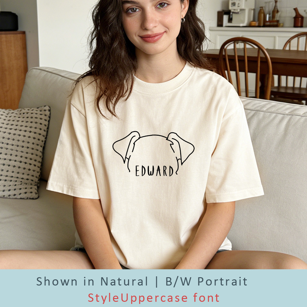 Personalized Pet Ears Outline Shirt Custom Dog Cat Ear Outline T-Shirt,  Pets Name Tee