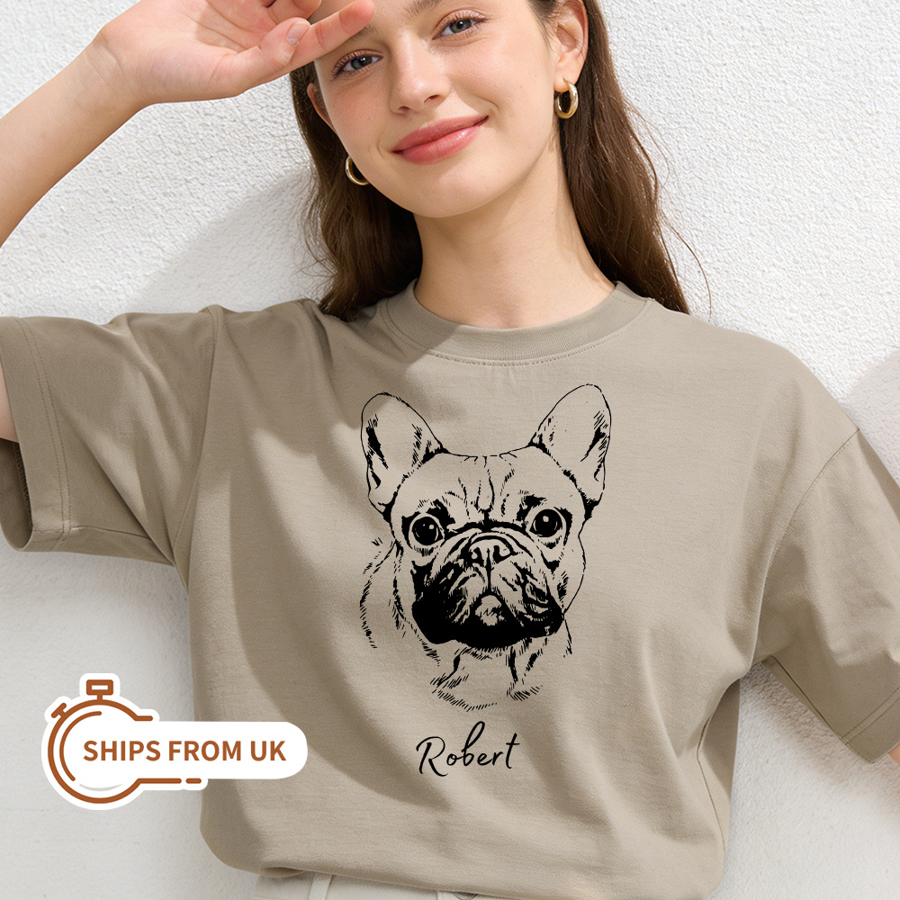 Personalized Pet Shirt with Photo & Name - Custom Dog Cat B/W T-Shirt for Humans