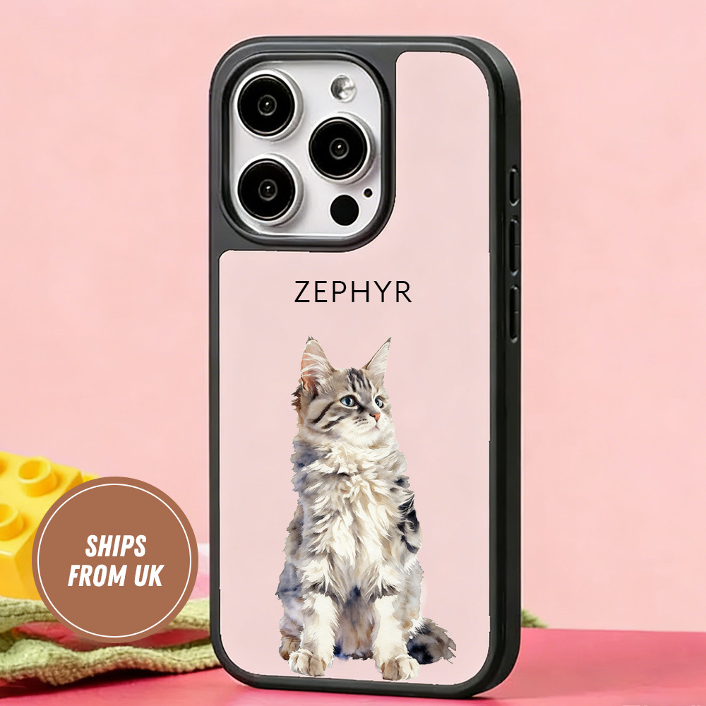 Personalized Dog Cat iPhone Case: Matte Black Frame Magsafe